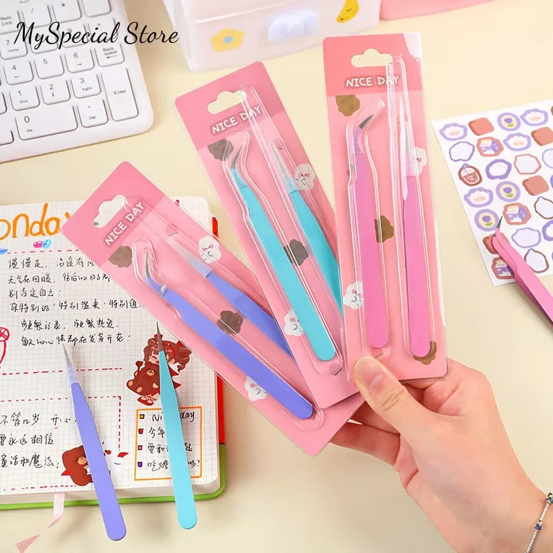 2pcs Tweezers Creative Macaroon Color Clip