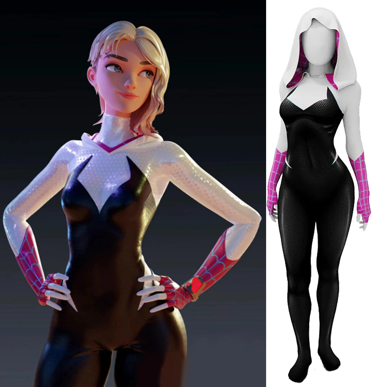 SpiderMan Across the Spider Verse Cosplay Gwen Stacy Superhero Spandex Costume Spider Bodysuit Zentai Outfit Halloween Costume