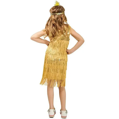 Girls Flapper 1920s Charleston Chicago Gatsby Fringe Kids Fancy Dress Up Costume halloween costumes kostume motoparty Wudimiqi