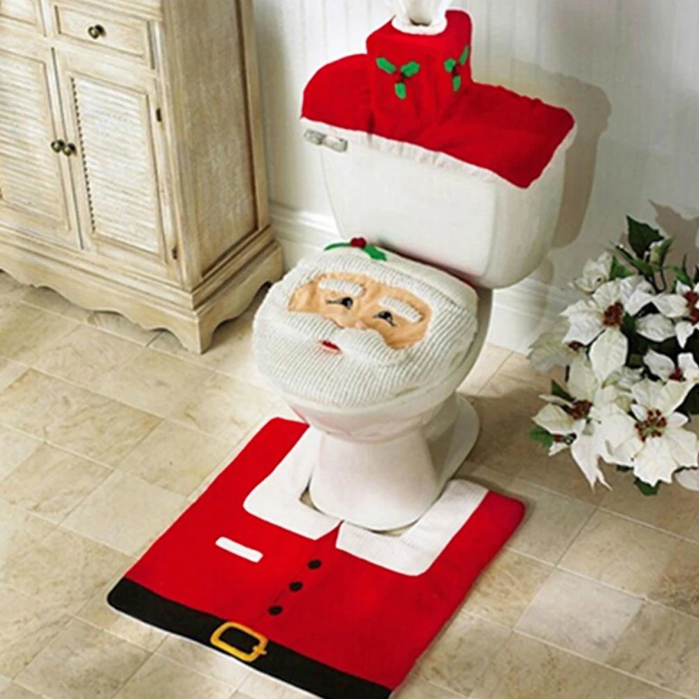 Cute Christmas Toilet Seat Covers - Santa Claus Bathroom Mat