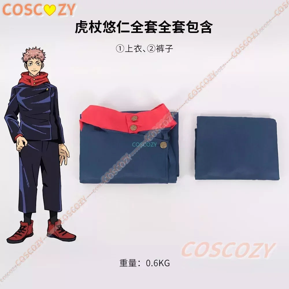 Jujutsu Kaisen Itadori Yuji Cosplay Costumes Top Pants Halloween Party Anime Uniform Set Carnival Masquerade Party Wig Set