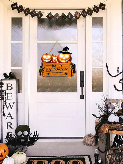 Happy Halloween Wooden Sign - Pumpkin with Hat