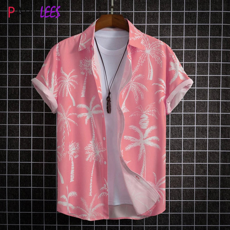 Pink Coconut Tree Print Men&