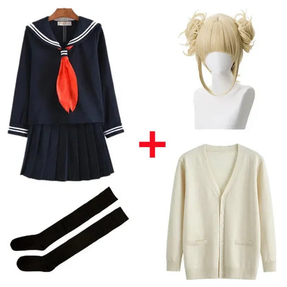 Anime My Hero Academia Himiko Toga Cosplay Costume JK Uniform Skirts Sweater Coat Halloween Christmas Clothes Women