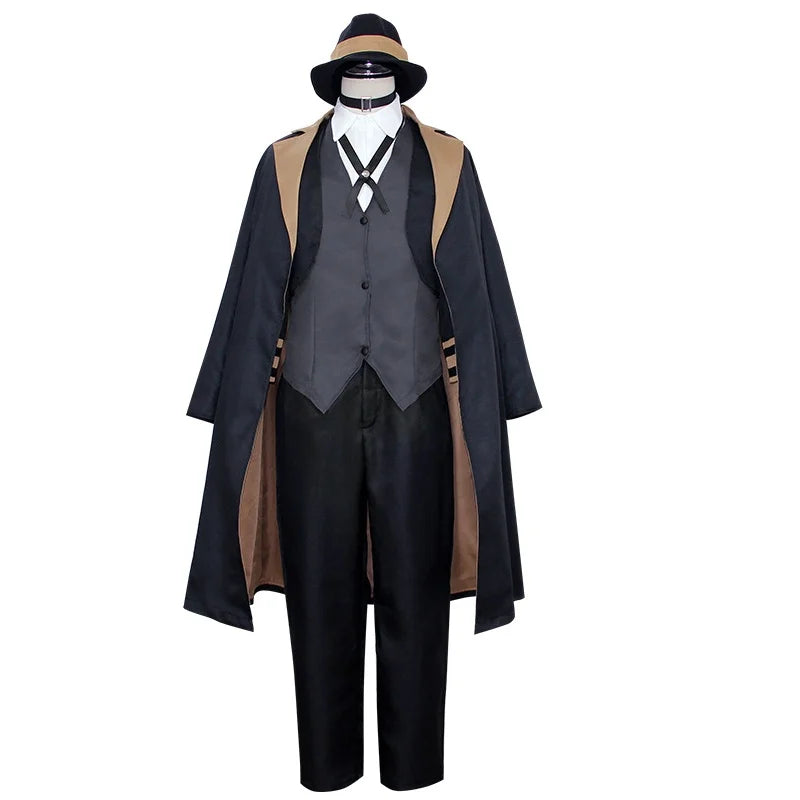 Anime Bungou Stray Dogs Nakahara Chuuya Cosplay  Costumes Jacket Full Set with Hat Gloves  Anime Clothes Wig Halloween Party