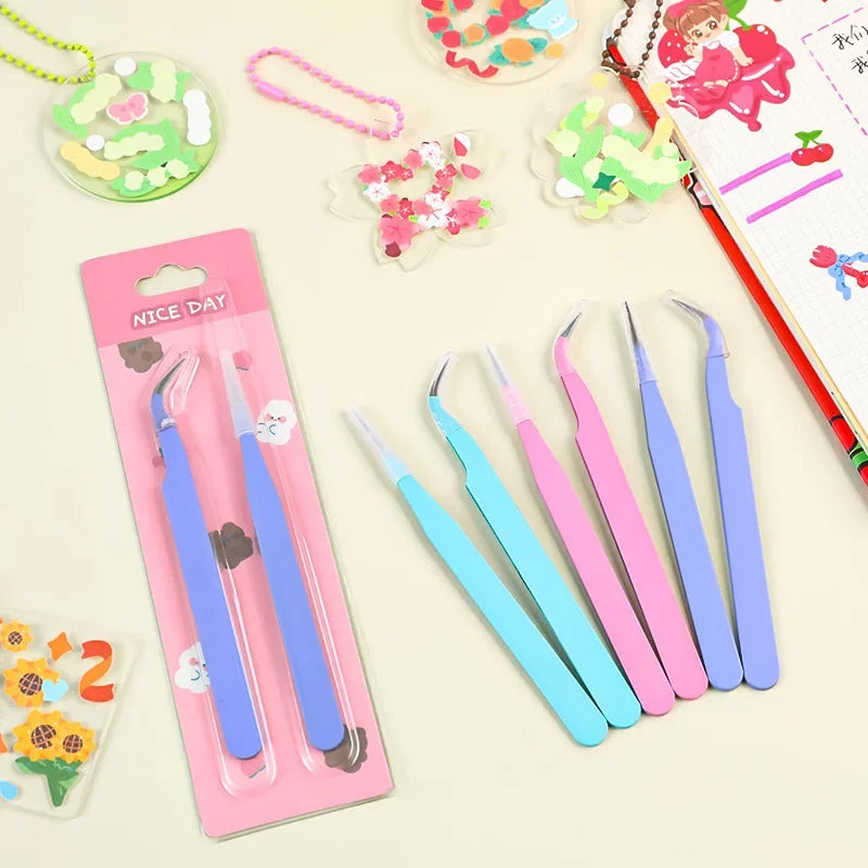 2pcs Tweezers Creative Macaroon Color Clip