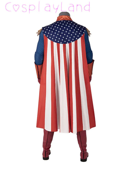 IN Stock The Boys Homelander Cospaly Superhero Costume Adult Halloween Costumes Antony Starr Jumpsuit with Cloak Shoes Bodysuit