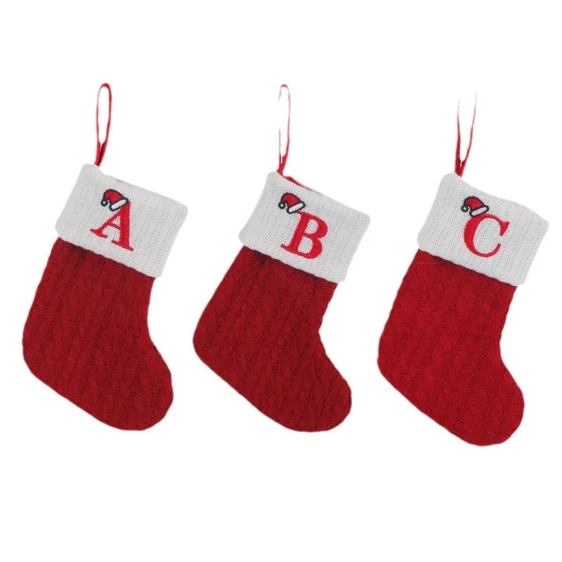 Christmas Alphabet Knitting Socks - Tree Ornaments &amp; Home Decorations