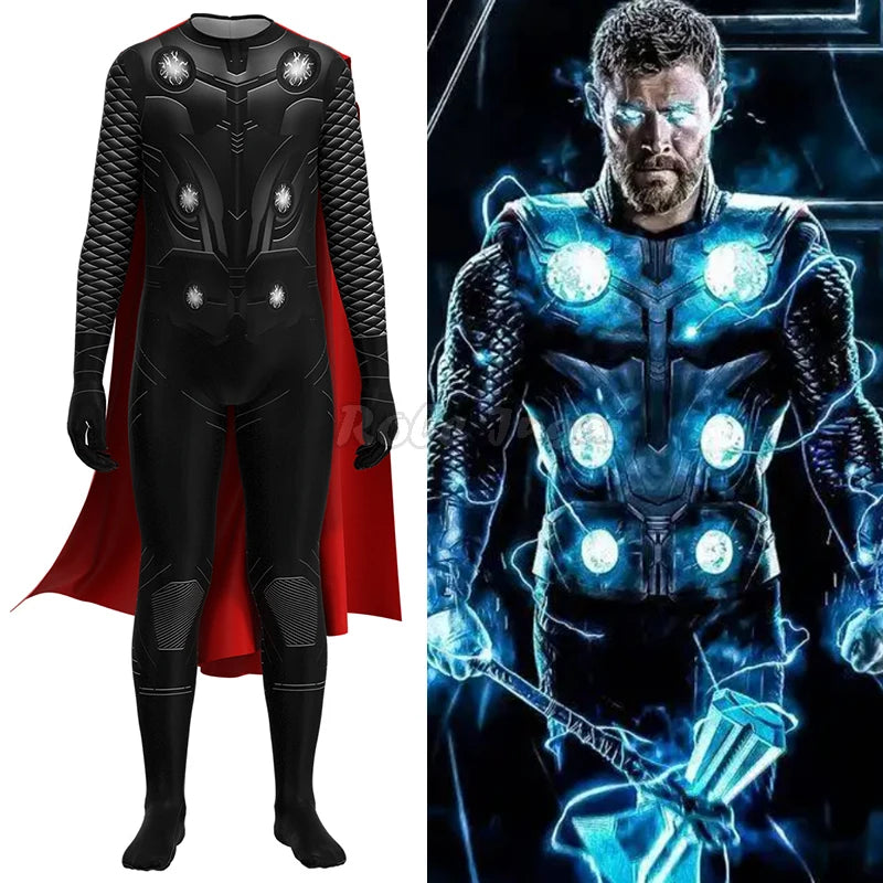 Movie Super Hero Endgame Thor Costume Boys Men Halloween Superhero Party Dress Up Odin Son Thor Cosplay Jumpsuit Kids Adult