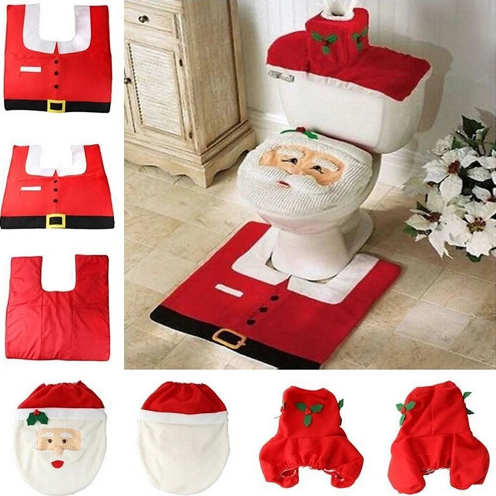 Cute Christmas Toilet Seat Covers - Santa Claus Bathroom Mat