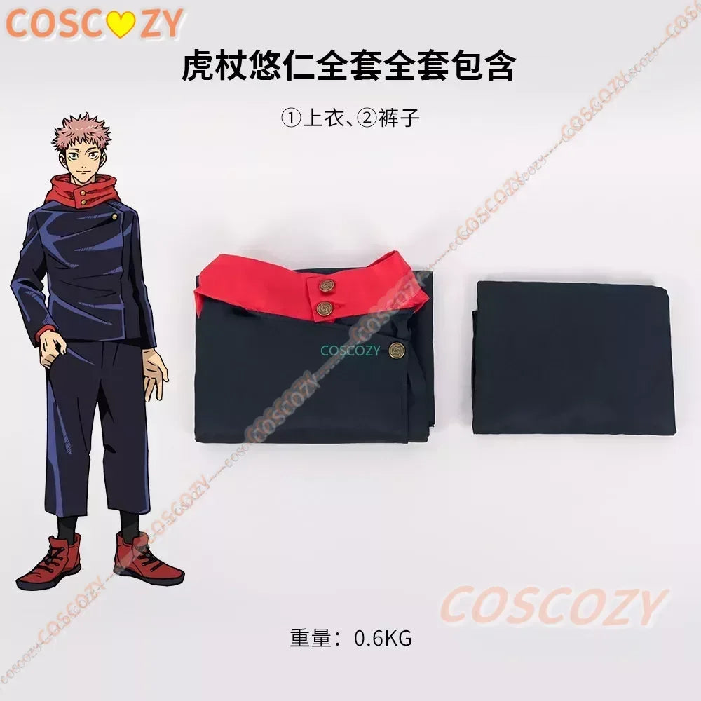 Jujutsu Kaisen Itadori Yuji Cosplay Costumes Top Pants Halloween Party Anime Uniform Set Carnival Masquerade Party Wig Set