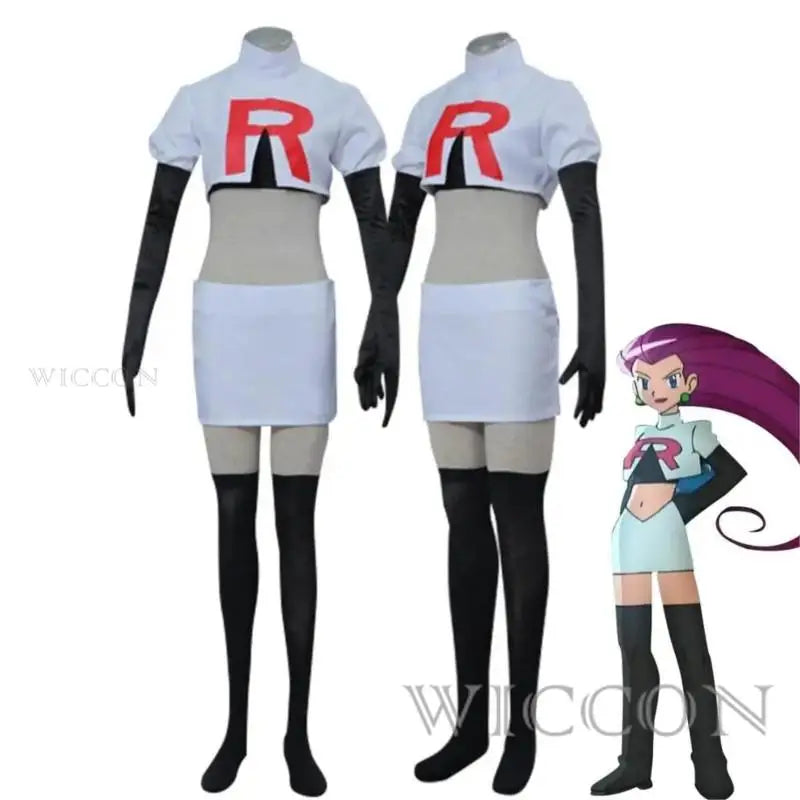 Anime Cosplay Costume for Team Adult Rockets Jessie Musashi James Kojirou Halloween Cosplay Costume Full Set Game Accessories