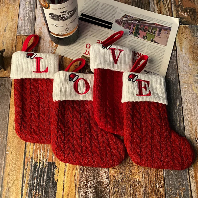 Christmas Alphabet Knitting Socks - Tree Ornaments &amp; Home Decorations