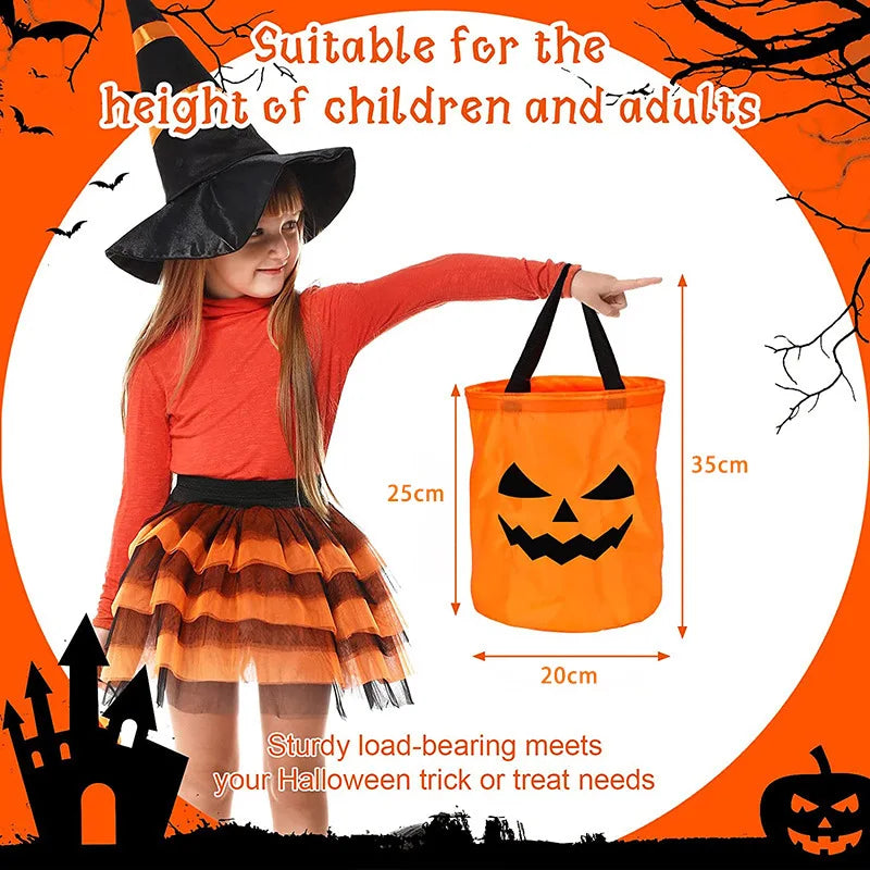 LED Light Halloween Trick or Treat Bucket - Pumpkin Candy Bags