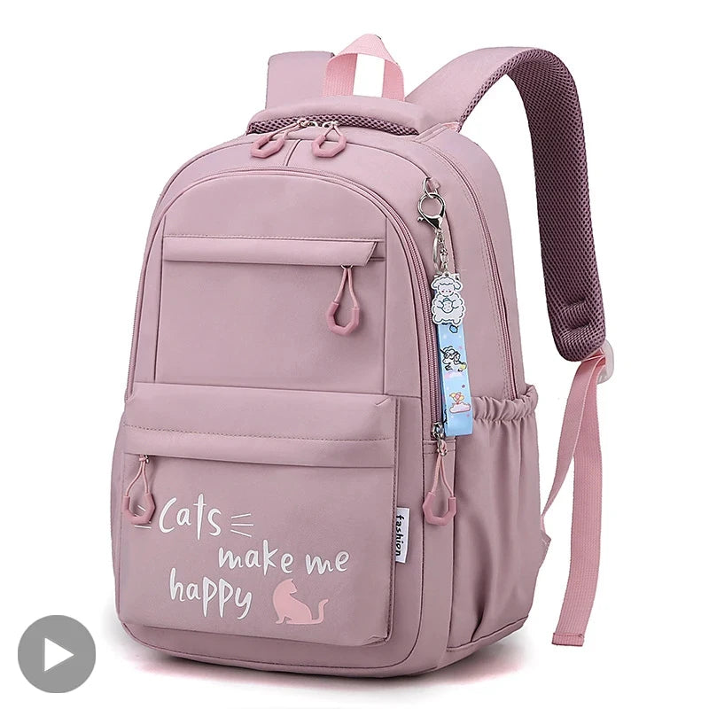 Pink Backpack for School Girls