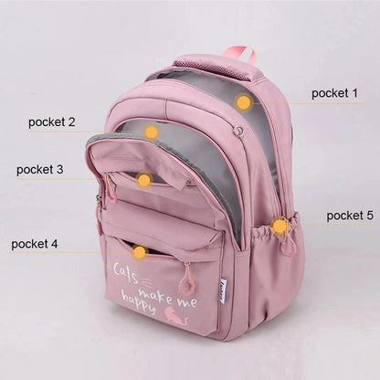 Pink Backpack for School Girls