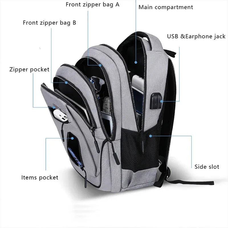 Solid Black Backpack for Students