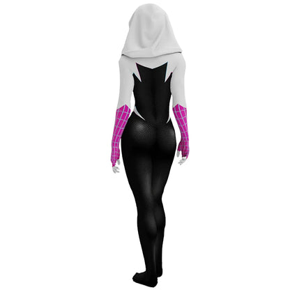 SpiderMan Across the Spider Verse Cosplay Gwen Stacy Superhero Spandex Costume Spider Bodysuit Zentai Outfit Halloween Costume