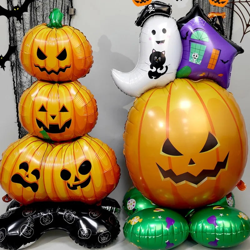 Large Standing Halloween Balloons - Pumpkin, Witch, Ghost, and Tree Foil Balloons