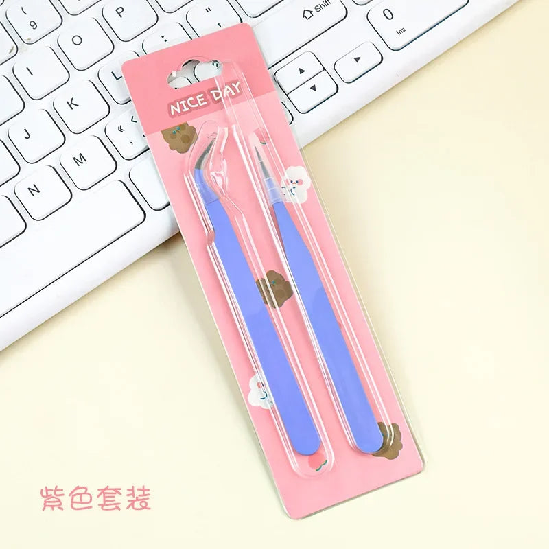 2pcs Tweezers Creative Macaroon Color Clip