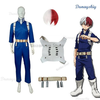 Anime Hero Shoto Todoroki Shoto Boku no Men Women Cosplay Costume Top Pants Belt Halloween Academia Wig XS-XXXL