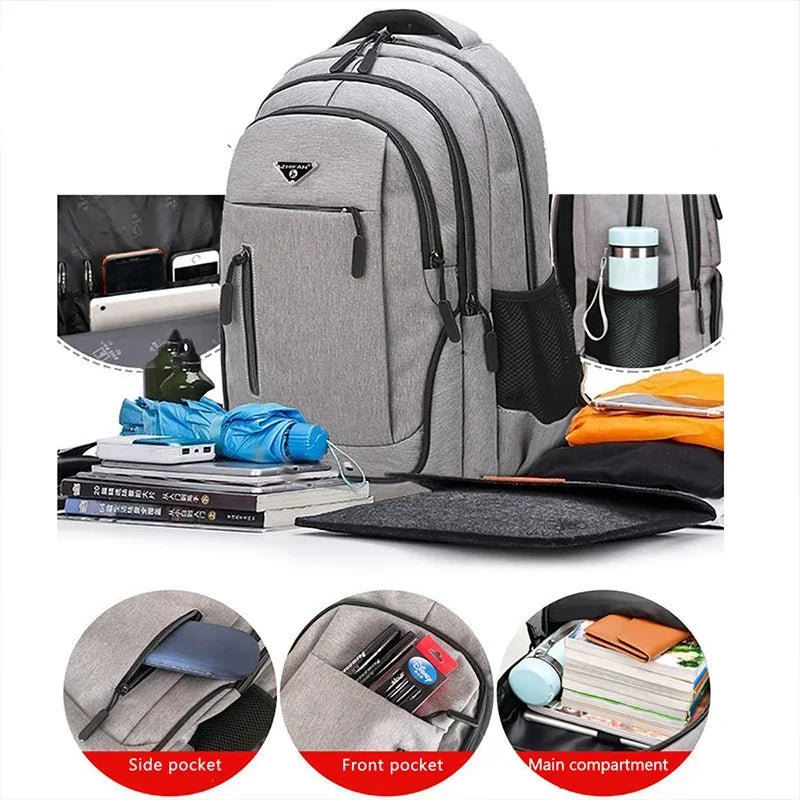 Solid Black Backpack for Students