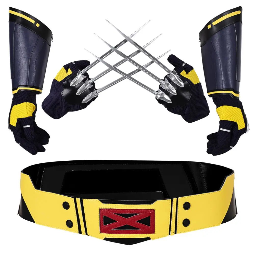 Dead Cosplay Pool Wolverine Cosplay Belt Gloves Claws Fantasia Disguise for Men Superhero Halloween Carnival Costume Accessories