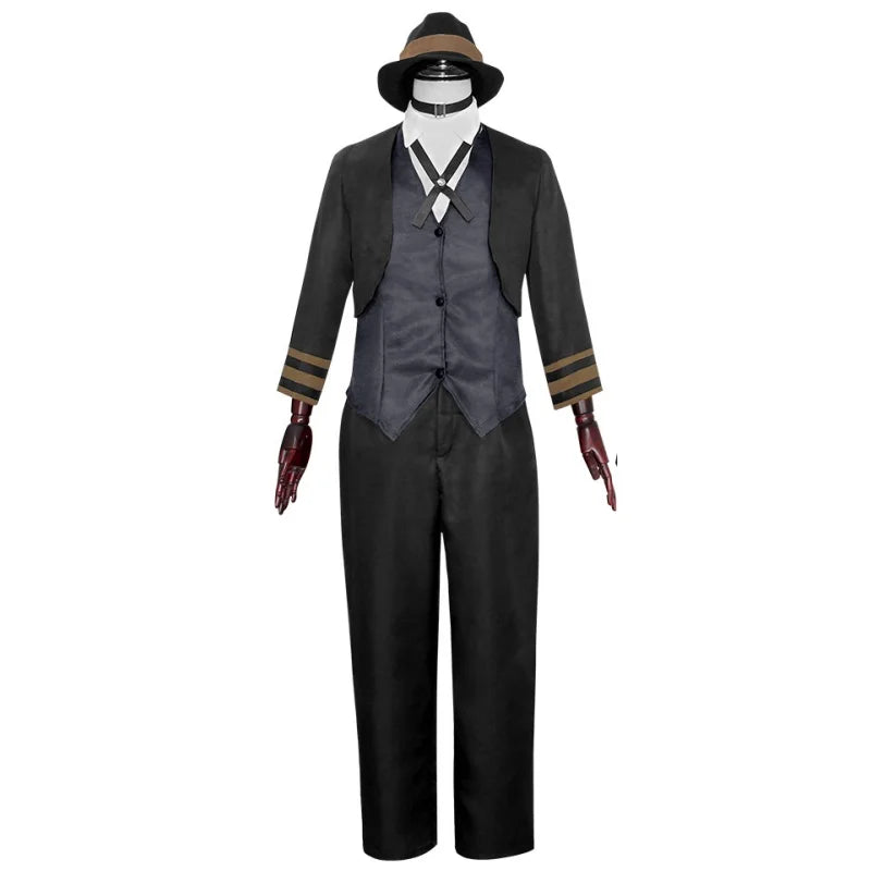 Anime Bungou Stray Dogs Nakahara Chuuya Cosplay  Costumes Jacket Full Set with Hat Gloves  Anime Clothes Wig Halloween Party