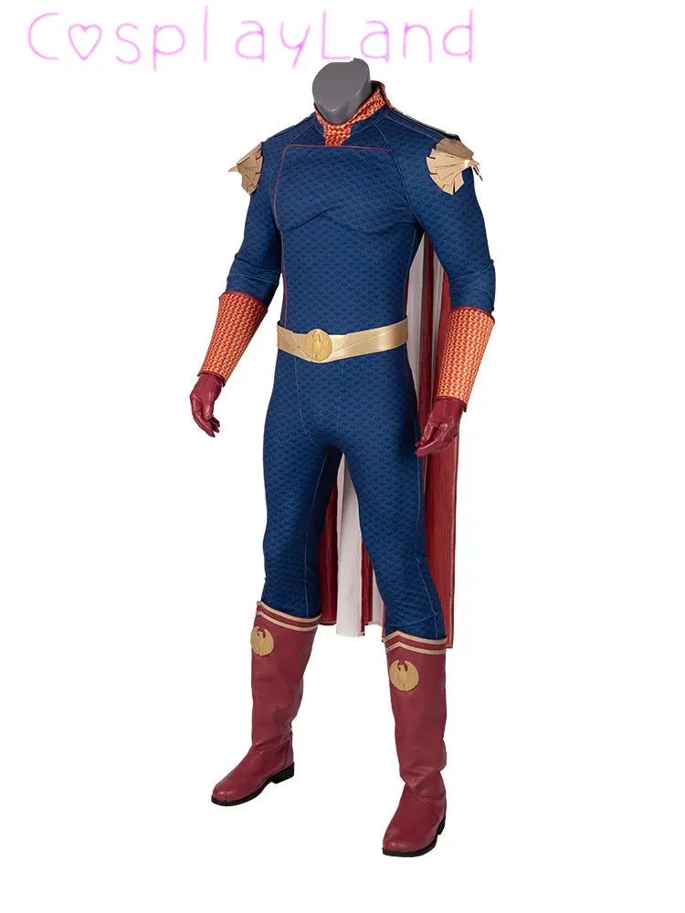 IN Stock The Boys Homelander Cospaly Superhero Costume Adult Halloween Costumes Antony Starr Jumpsuit with Cloak Shoes Bodysuit