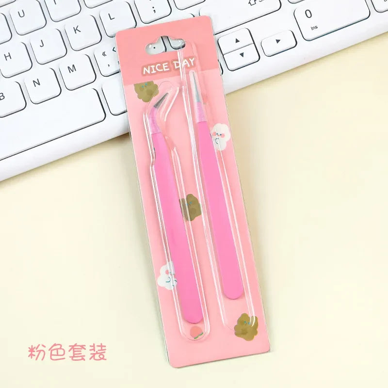 2pcs Tweezers Creative Macaroon Color Clip