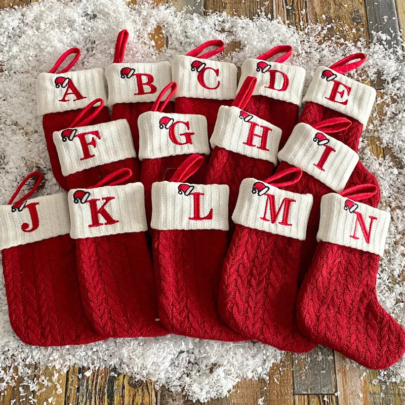 Christmas Alphabet Knitting Socks - Tree Ornaments &amp; Home Decorations