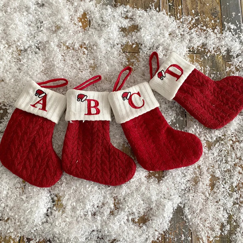 Christmas Alphabet Knitting Socks - Tree Ornaments &amp; Home Decorations